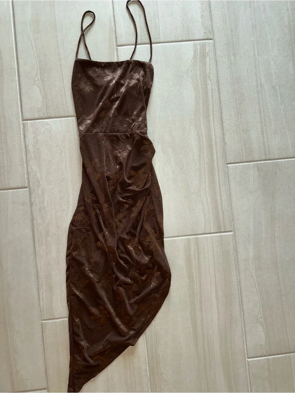 Windsor Chocolate Brown Asymmetrical Slip Dress